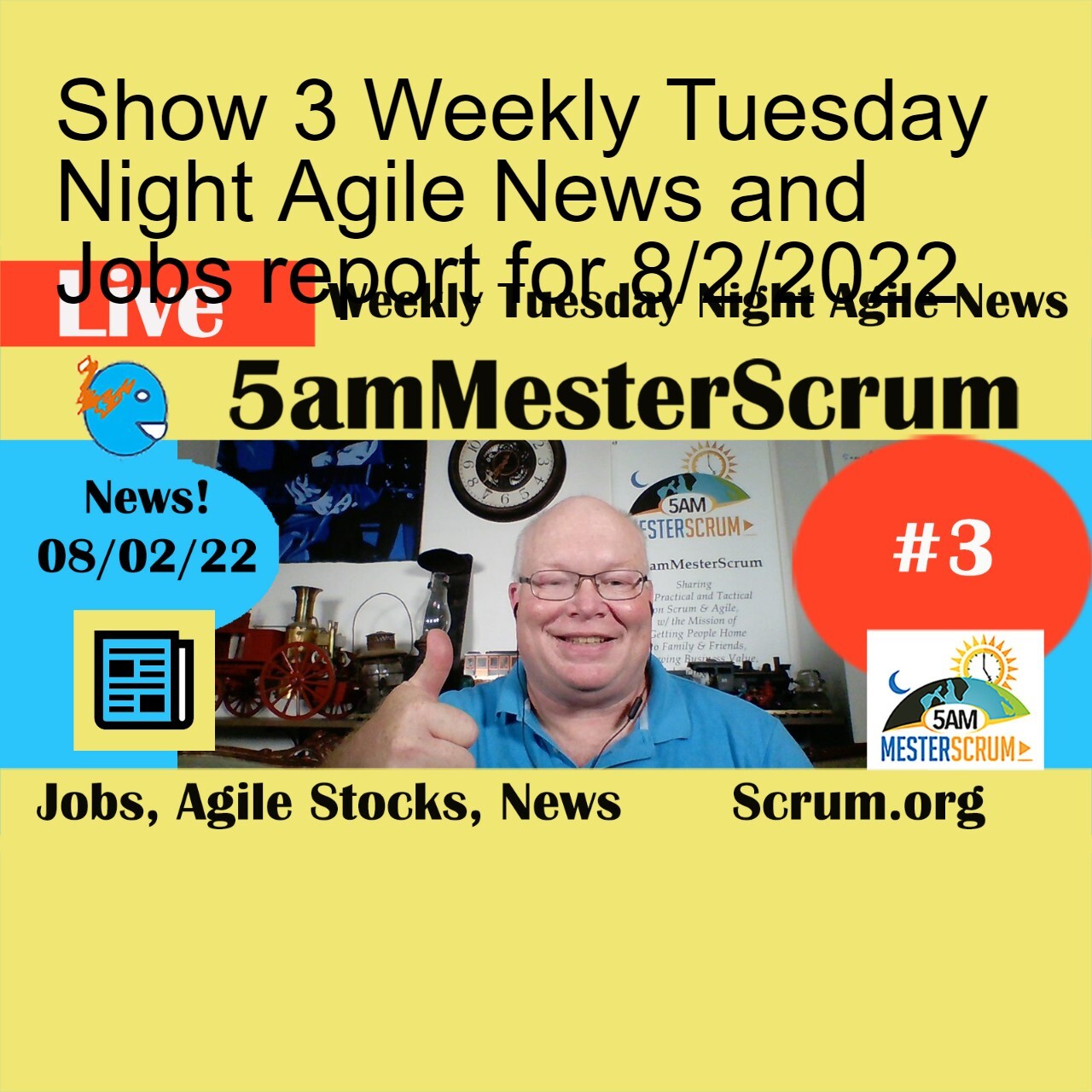 Show 3 Weekly Tuesday Night Agile News and Jobs report for 8/2/2022