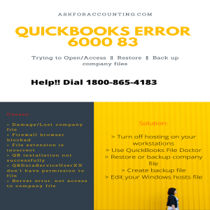 Here is a Resolution on QuickBooks Error 6000 83