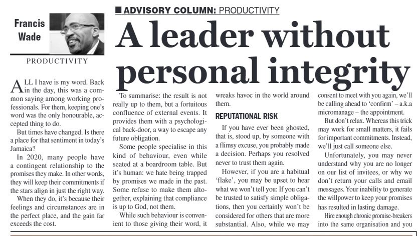 A Leader without Personal Integrity