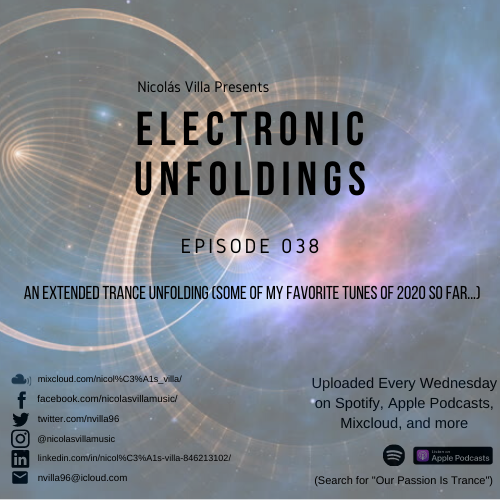 Nicolás Villa presents Electronic Unfoldings Episode 038 | An Extended Trance Unfolding (Some Of My Favorite Tunes of 2020 so far…) 