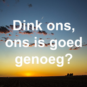 Dink ons, ons is goed genoeg?