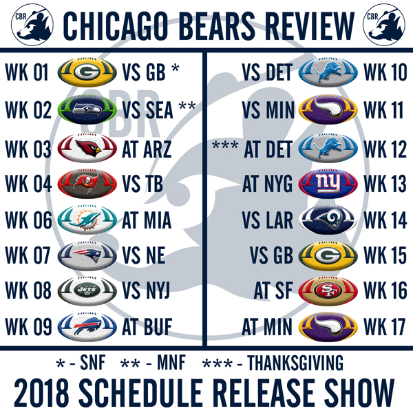 Chicago Bears 2018 Schedule