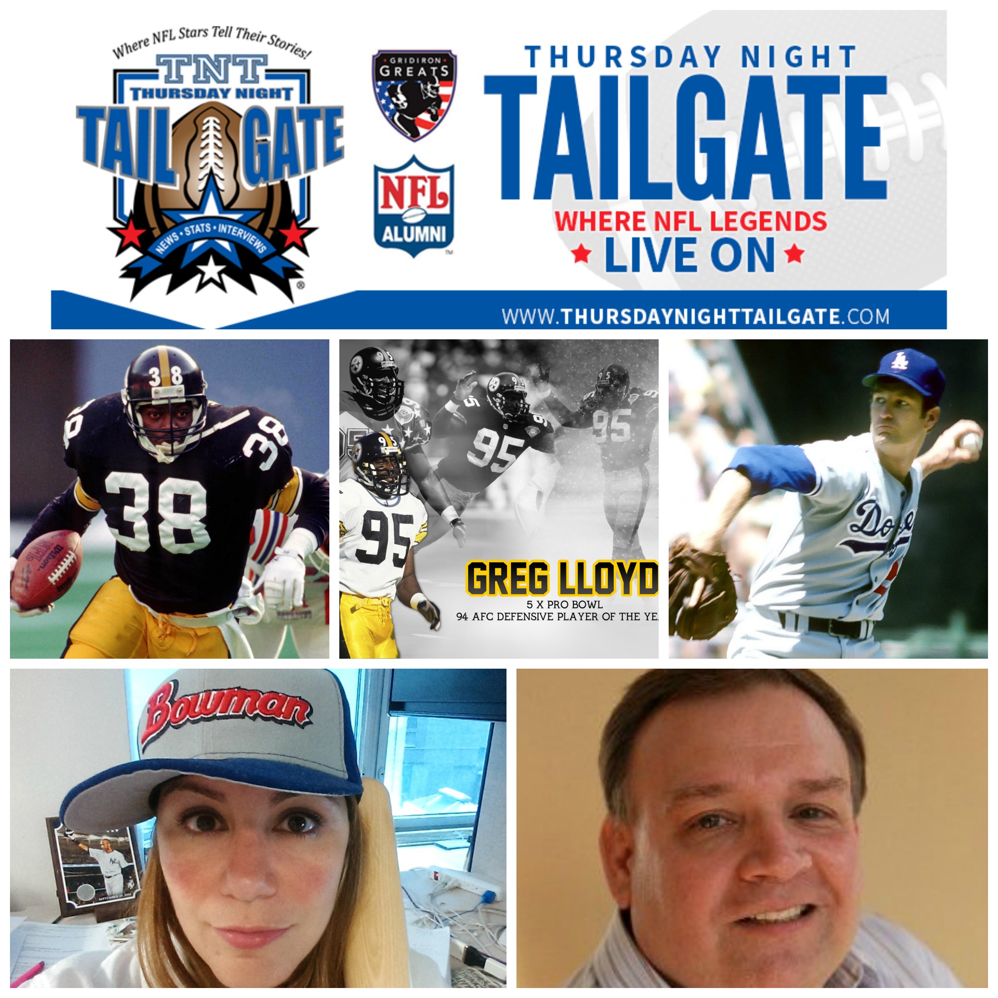 Talking NFL Draft with Tim Worley, Greg Lloyd & Russell Baxter Plus Dodgers & Yankees legend Tommy John & Topps Marketing Communications Manager Susan Lulgjuraj talk baseball and card collecting.