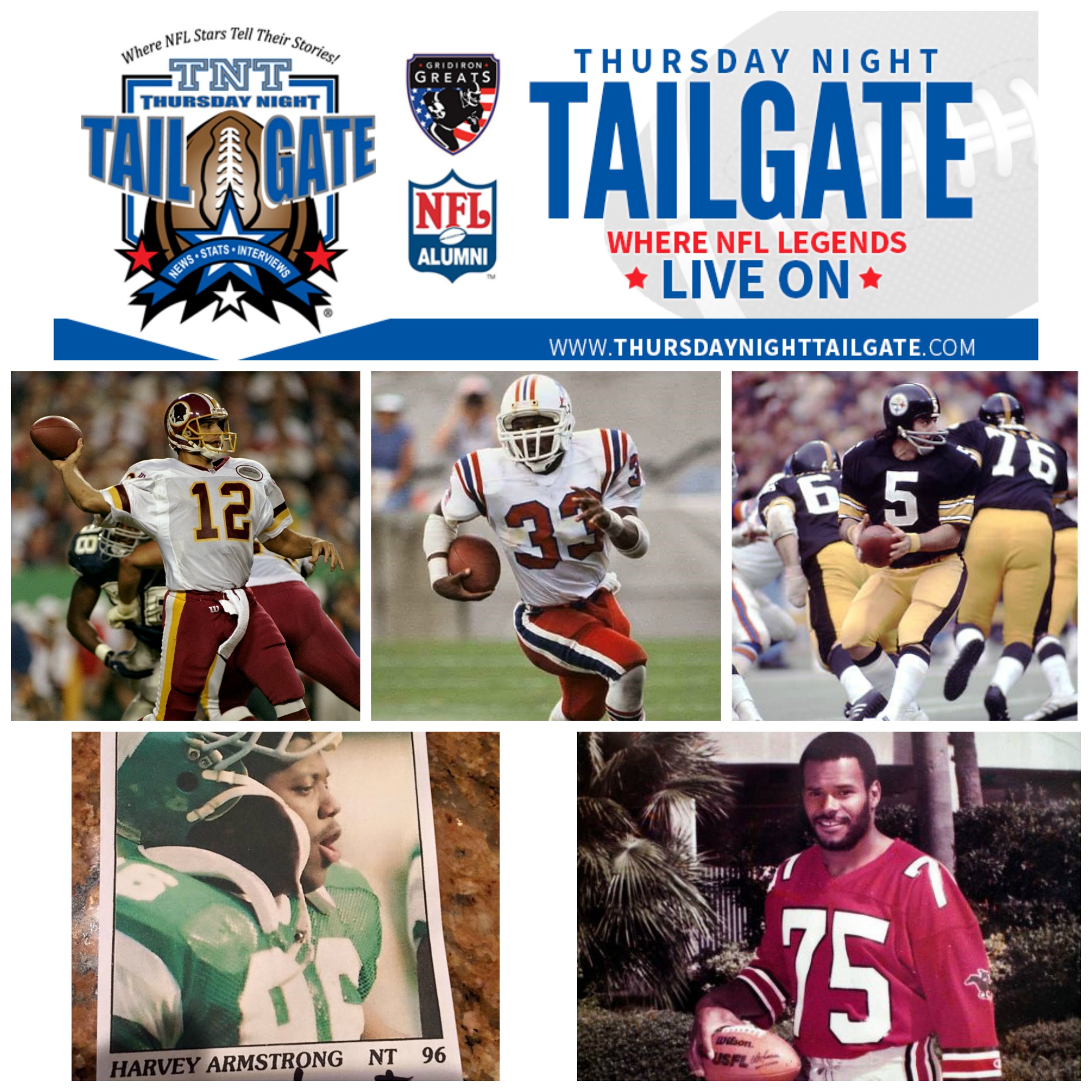 Hear NFL Legends: Gus Frerotte, Tony Collins, Terry Hanratty, Harvey Armstrong, and Walter Carter sharing stories from their college and NFL playing days...