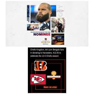 Thursday Night Tailgate Spotlight on the Positive: Patriots Walter Payton Man of the Year Nominee DT Lawrence Guy & Bengals Fans For Donating To Harvesters, a Local KC Community Food Network