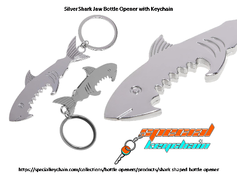 Silver Shark Jaw Bottle Opener with Keychain