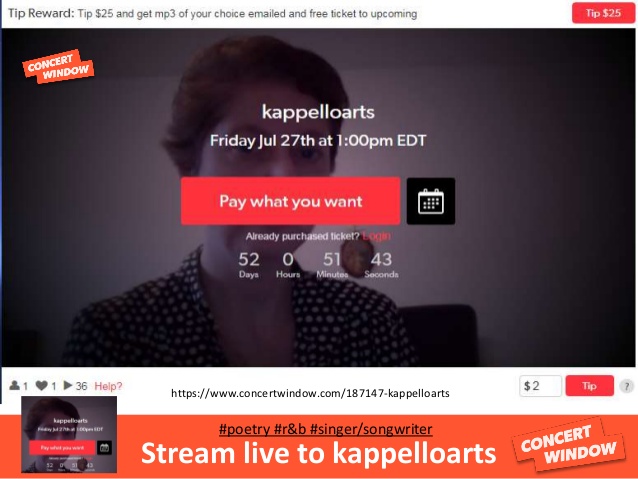 Stream live to Kappelloarts Poetry, R&B Shows on Concert Window