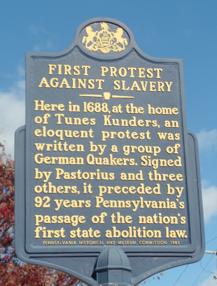 February 18 First Anti-Slavery Protest in America.