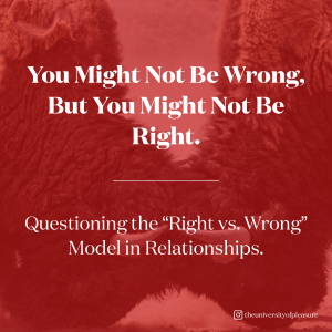 YouMight Not Be Wrong, But You Might Not Be Right. Questioning the ”Right vs. Wrong” Model in Relationships.