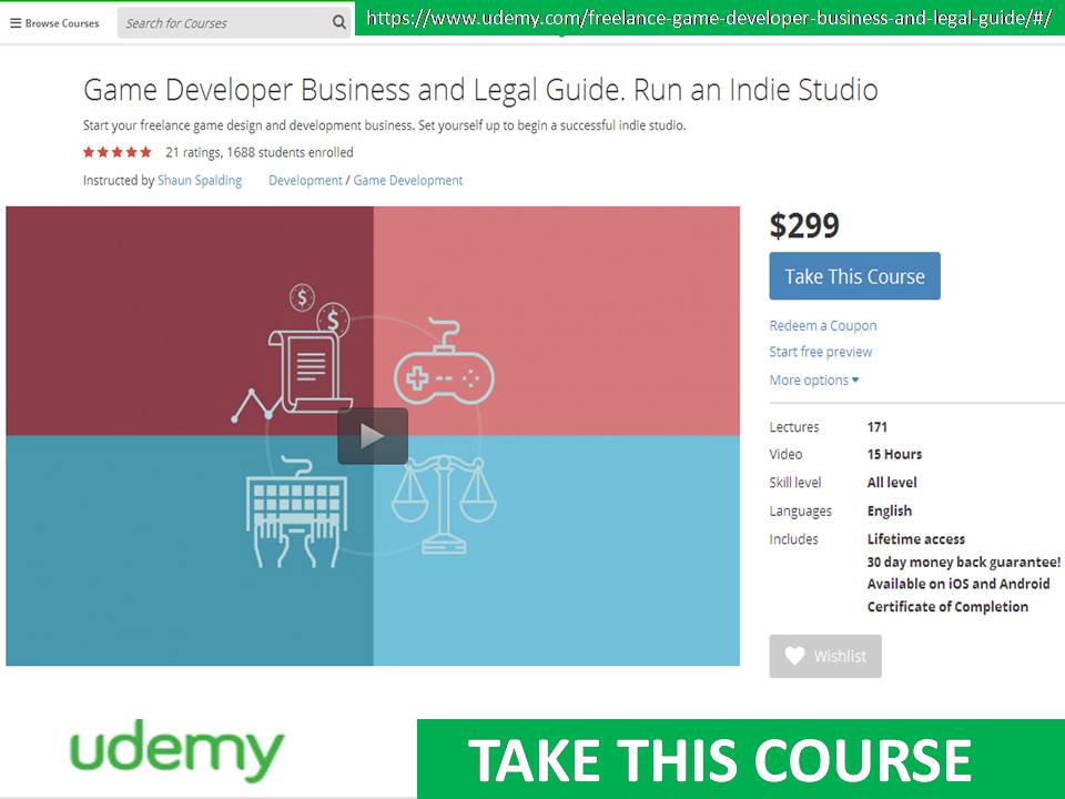 Game developer business and legal guide - Udemy course