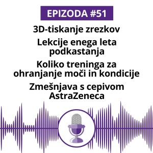 #51: 3D-tiskanje zrezkov. Lekcije enega leta podkastanja. Koliko treninga za ohranjanje moči in kondicije. Zmešnjava s cepivom AstraZeneca.