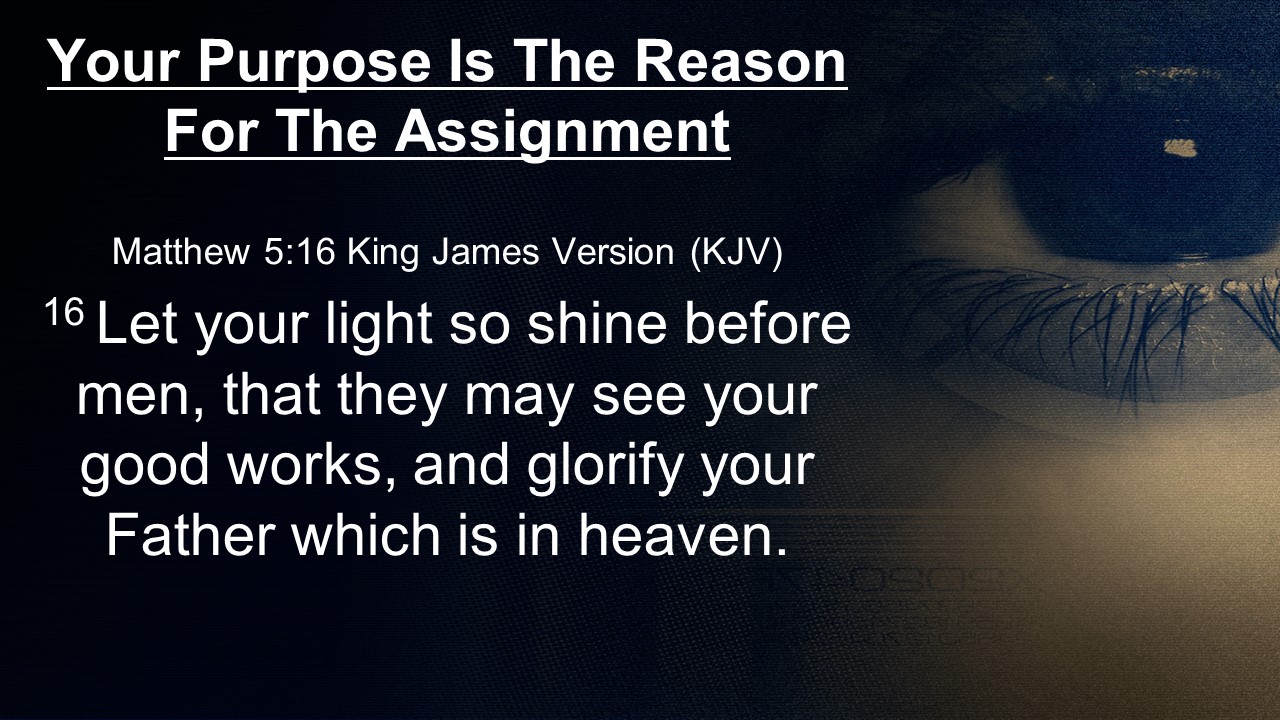 The Assignment Pt 8 The Purpose is the Reason for the Assignment