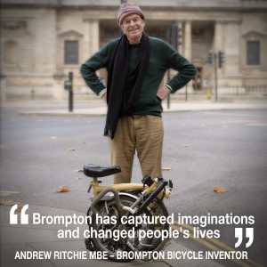 Helen chats to the inventor of the iconic Brompton Bicycle, Andrew Ritchie MBE