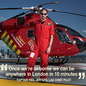 Helen chats to Capt Neil Jeffers, Chief Pilot of London's Air Ambulance