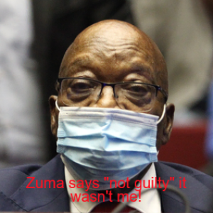 Zuma says "not guilty" it wasn't me!