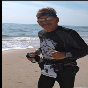 Mile #10 - Bob Becker -Race Director of the Keys 100 and current record holder  at age 74 of 230 miles in 74 hours at A Race For The Ages
