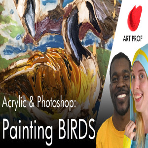 How to Paint BIRDS in Acrylic & Photoshop