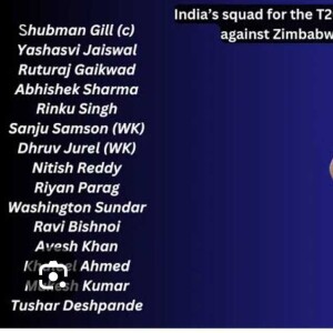 Indian Team Squad for Zimbabwe
