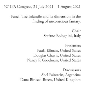 52° IPA Congress - Introduction to the Panel: The Infantile and its dimension in the finding of unconscious fantasy.