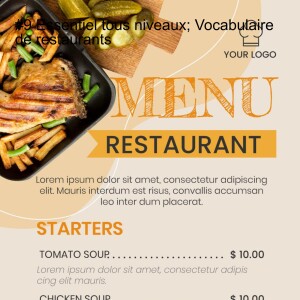 #9 Essentiel tous niveaux; Vocabulaire de restaurants
