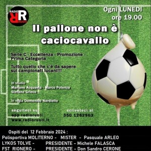 𝗜𝗟 𝗣𝗔𝗟𝗟𝗢𝗡𝗘 𝗡𝗢𝗡 𝗘' 𝗖𝗔𝗖𝗜𝗢𝗖𝗔𝗩𝗔𝗟𝗟𝗢 del 12 Febbraio 2024. Ospiti: Mister Pasquale ARLEO "Moliterno", Pres Michele FALASCA  "Lykos Tolve",  Don Sandro CERONE, Presidente FST RIONERO