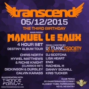 DJ Scotcha - Transcend (The Third Birthday) @ Club Reina, Farringdon, London - 05.12.15