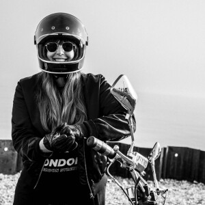 Chloe Farkas interviews female biker and radio DJ Georgie Rogers on Brighton beach.