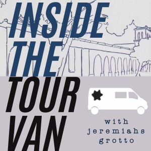 Inside the tour van - with Jeremiah’s Grotto