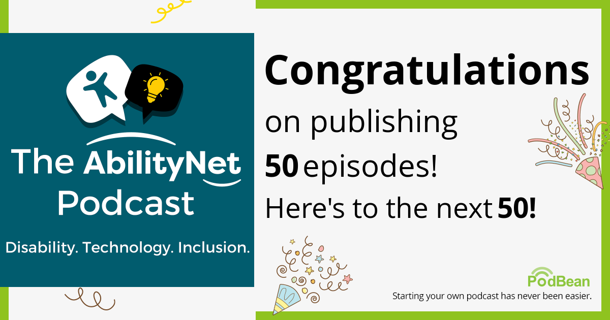 TechShare Procast logo with text that reads 'Congratulations on publishing 50 episodes. Here's to the next 50!